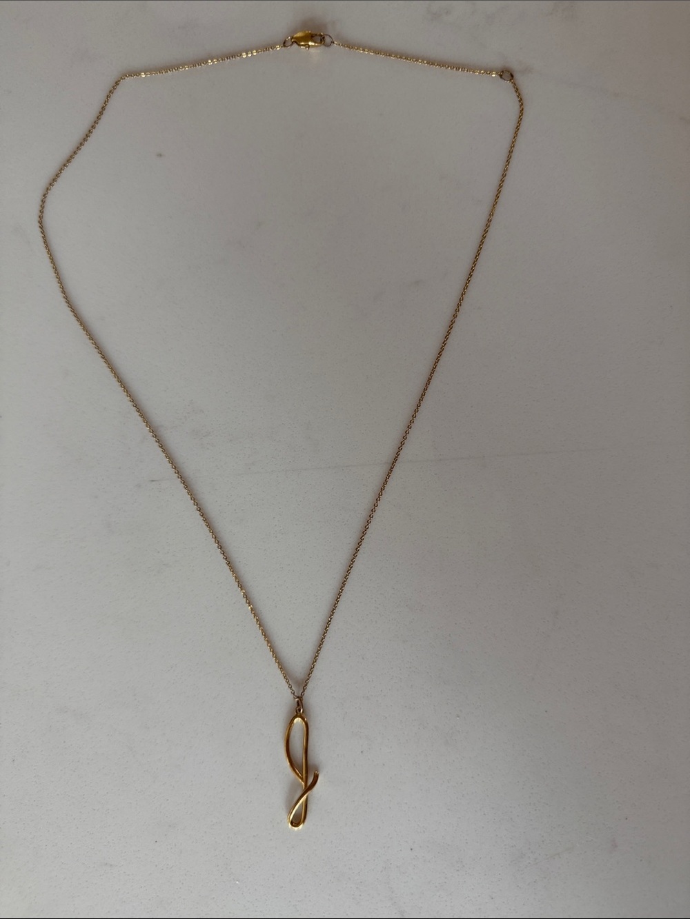Gold Plated Letter “J” Script Adjustable Necklace